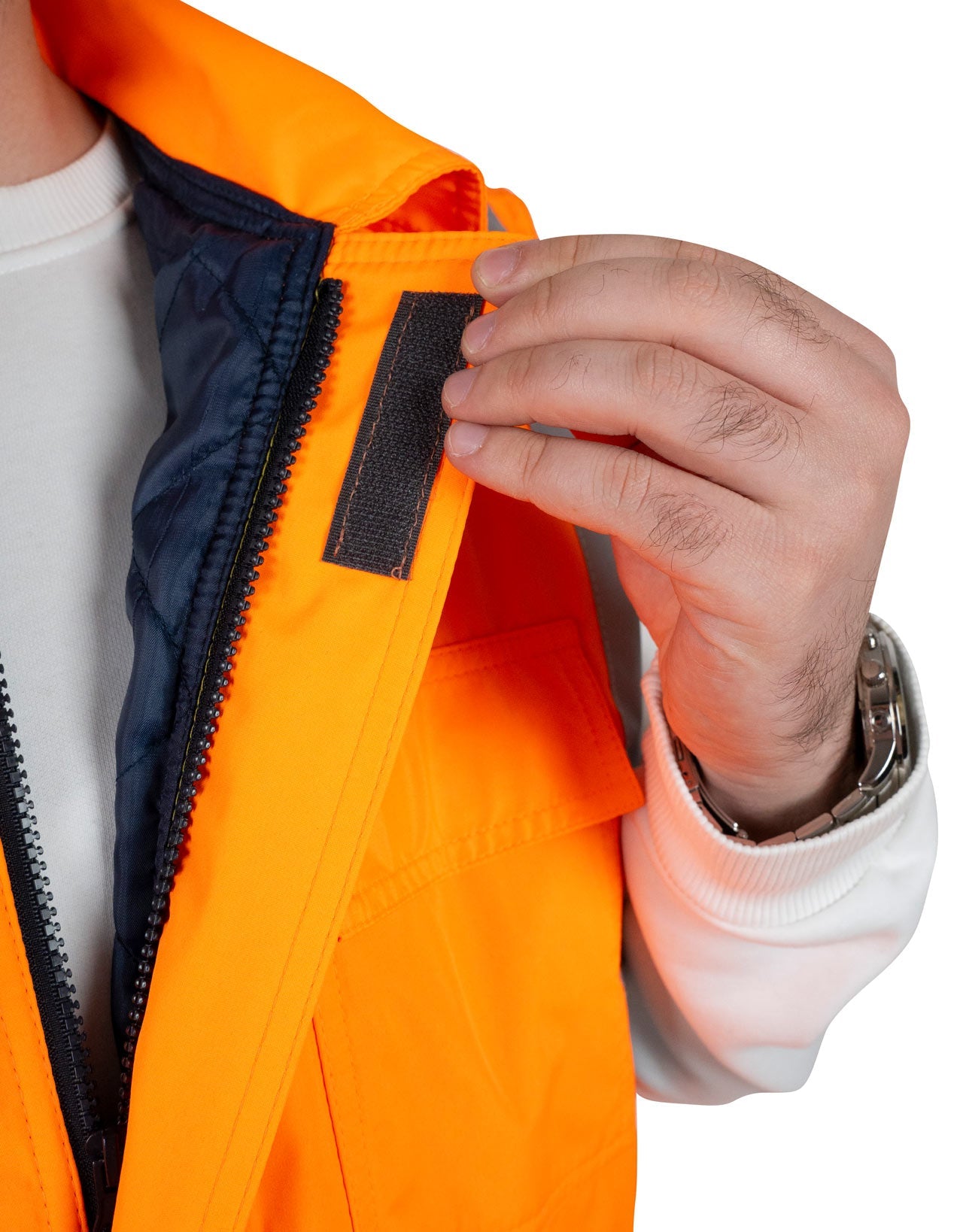 Reflektörlü (Fosforlu) Yelek - İçi Kapitoneli | Turuncu | Yüksek Görünürlük (Özelleştirilebilir)