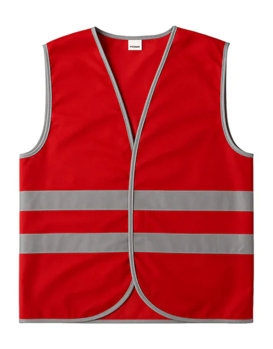 Reflektörlü İkaz Yeleği - Bordo Fosforlu İş Güvenliği