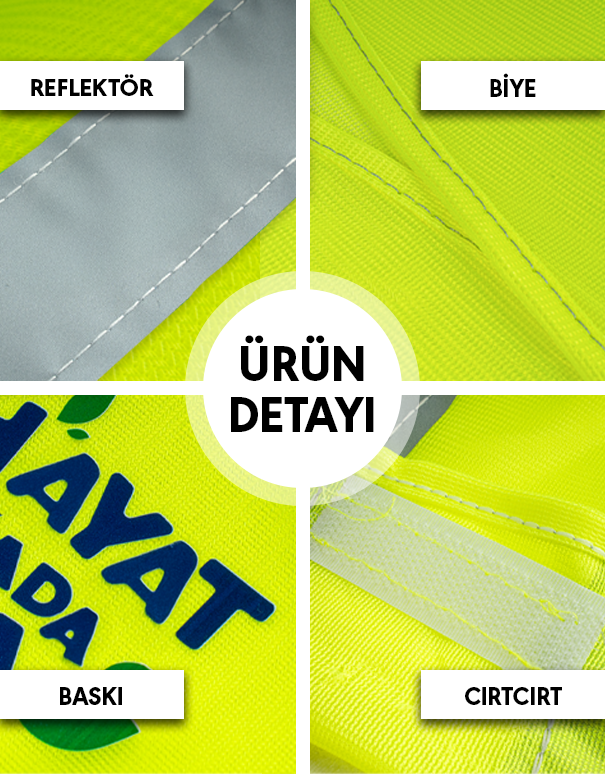 Reflektörlü İkaz Yeleği Baskılı - 4 Renk Seçeneğiyle