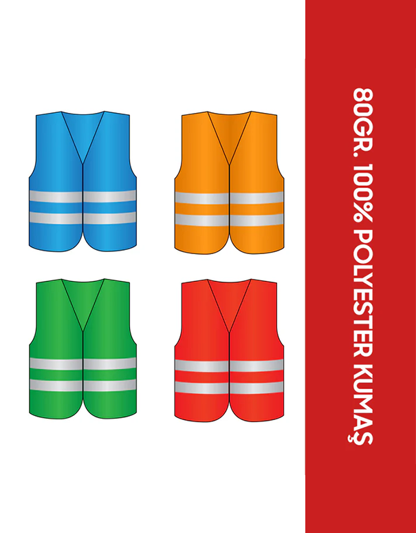 Sarı - Yeşil Reflektörlü İkaz Yeleği - Güvenlik Yeleği Fosforlu