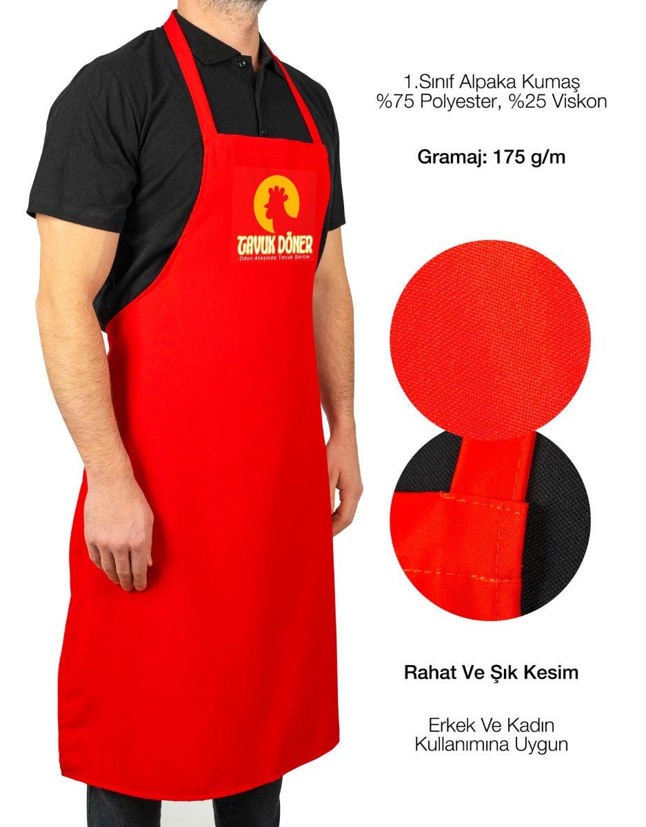 Baskılı Mutfak Önlüğü - Kırmızı - istetisort.com