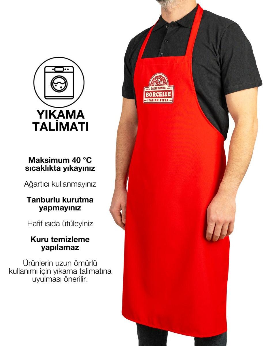 Baskılı Mutfak Önlüğü - Kırmızı - istetisort.com