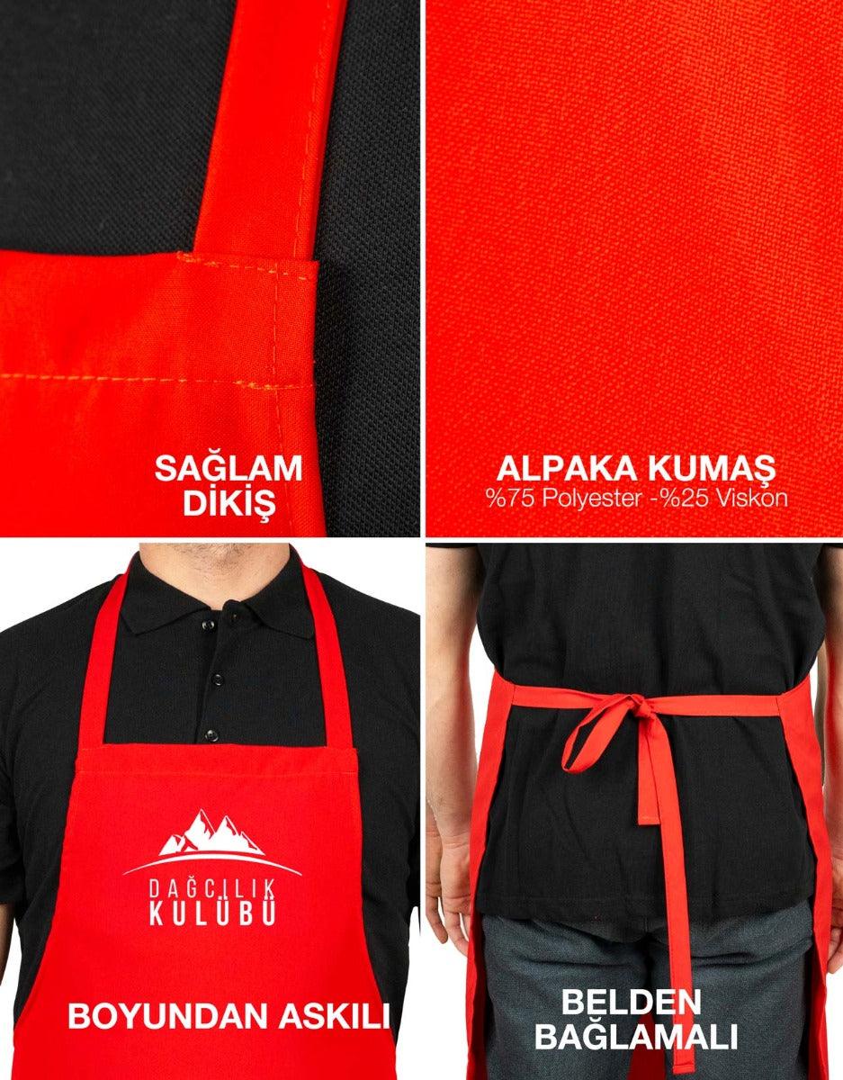 Baskılı Mutfak Önlüğü - Kırmızı - istetisort.com