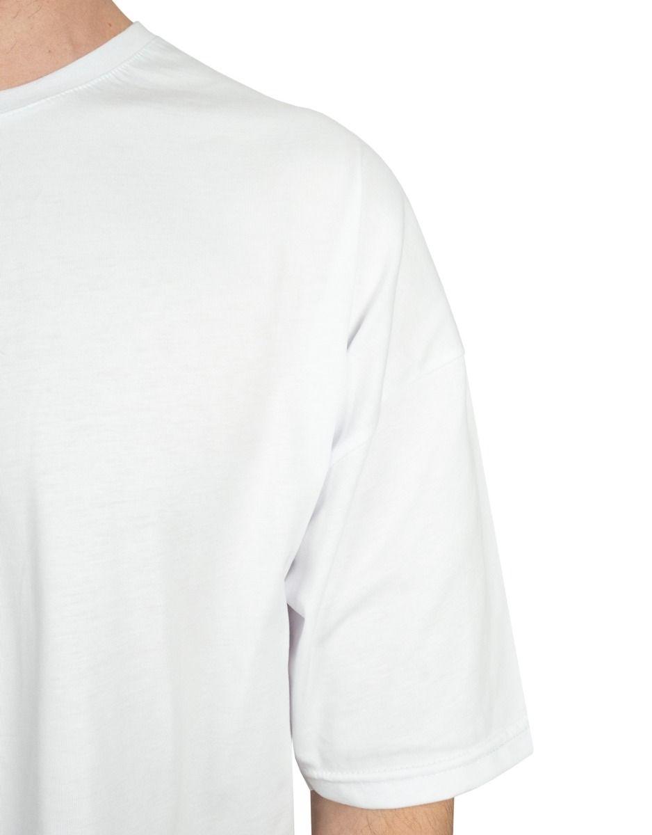 Oversize Bisiklet Yaka Baskısız Tişört Beyaz - istetisort.com