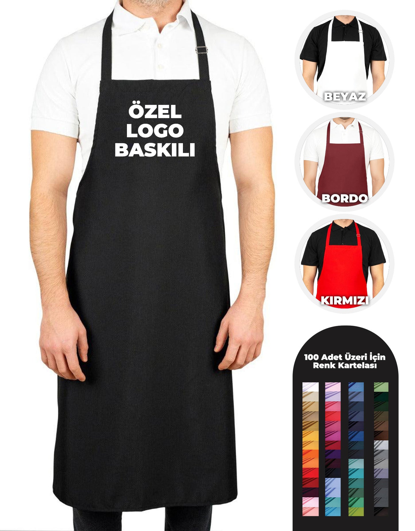 Beyaz Baskılı Mutfak Önlüğü
