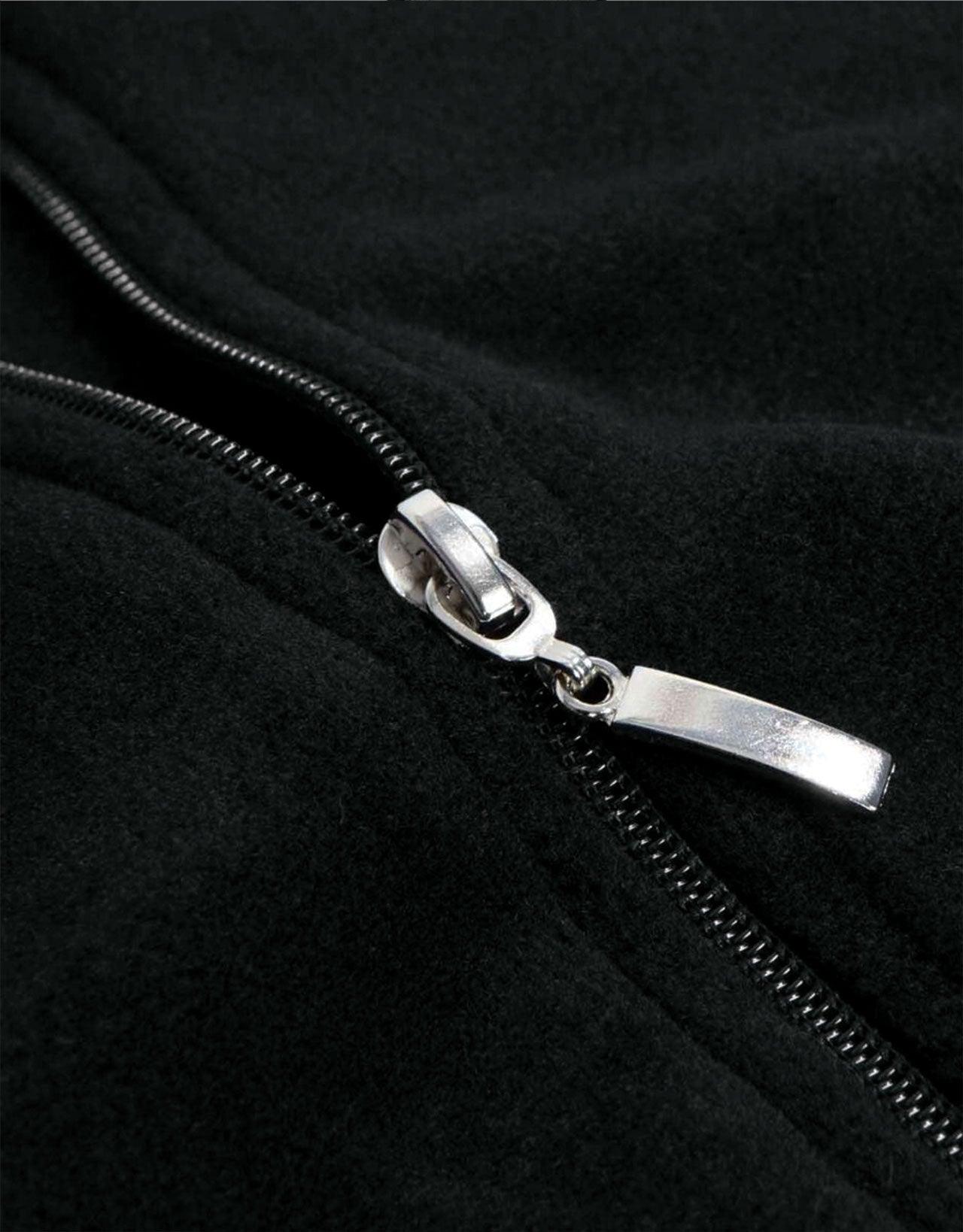 Nakış Baskılı Fermuarlı Polar - Siyah - istetisort.com