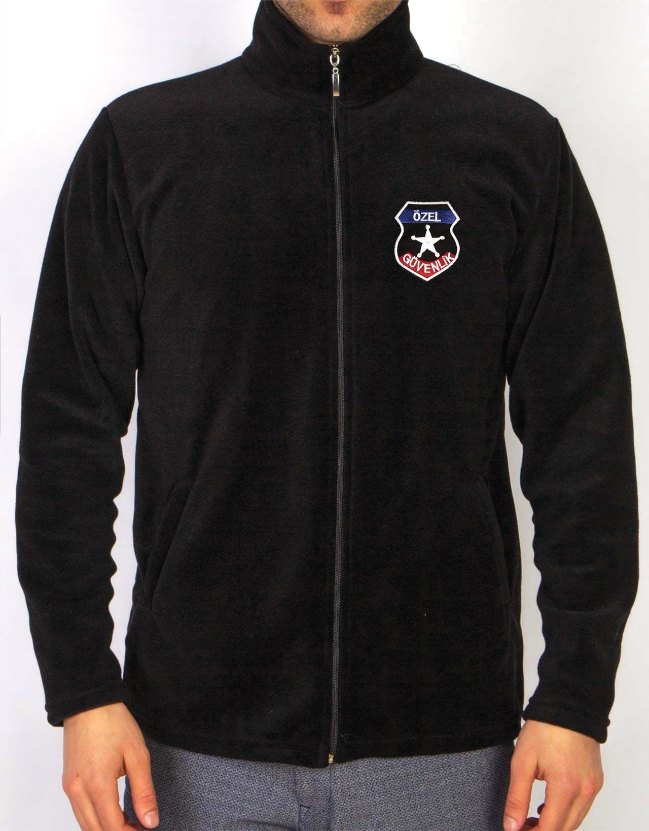 Nakış Baskılı Fermuarlı Polar - Siyah - istetisort.com