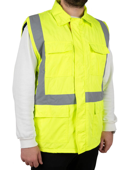 Reflektörlü - (Fosforlu) Yelek - İçi Kapitoneli | Sarı | Yüksek Görünürlük