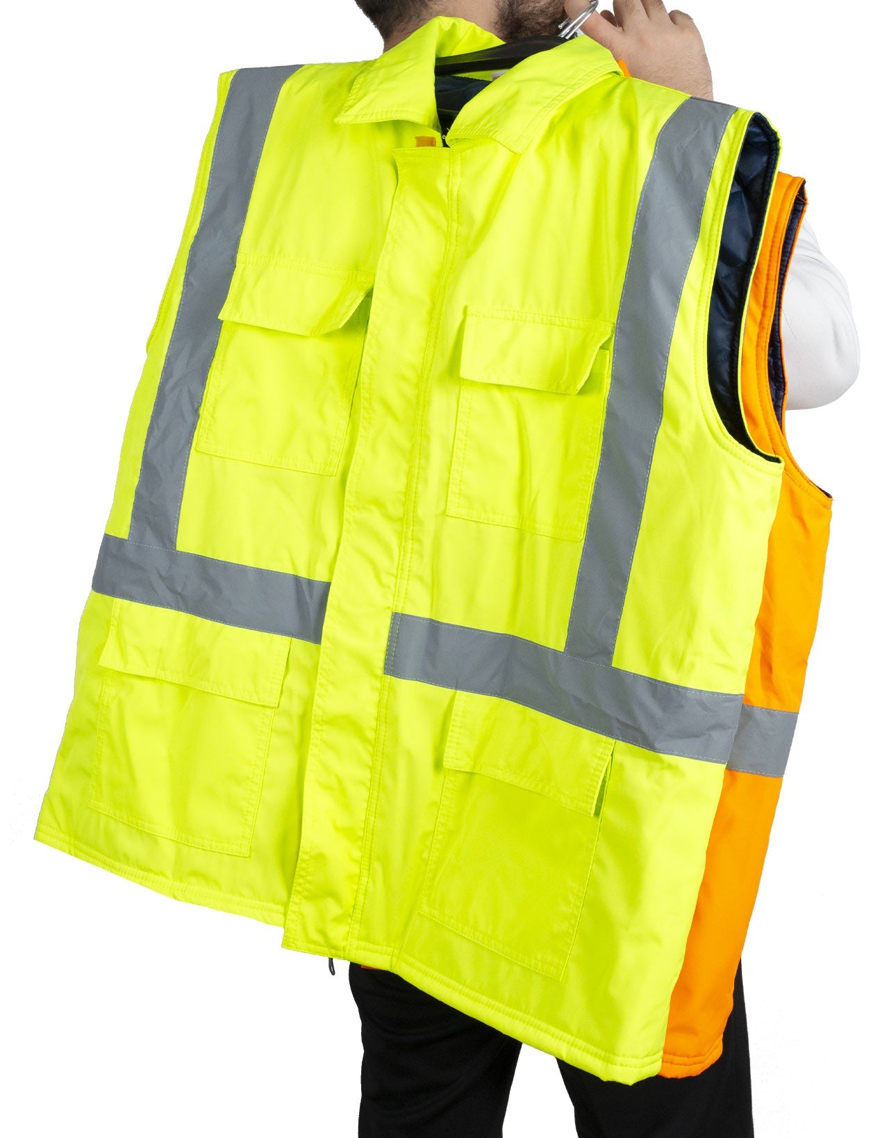 Reflektörlü (Fosforlu) Yelek - İçi Kapitoneli | Sarı (Özelleştirilebilir)