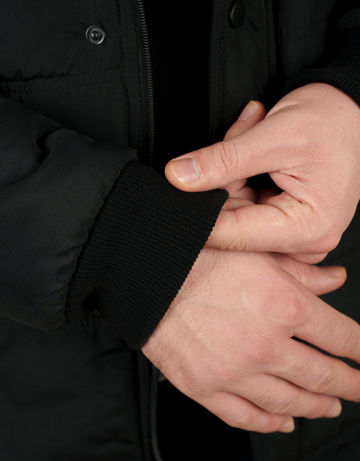 Kapüşonlu İçi Polar Şişme Mont -Siyah (Özelleştirilebilir)