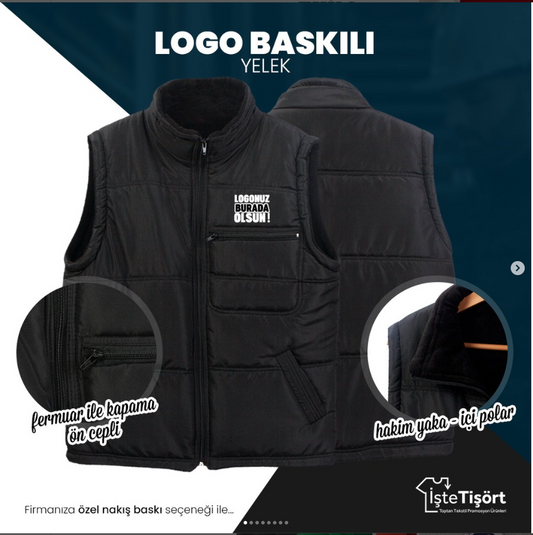 logo baskılı yelek 
