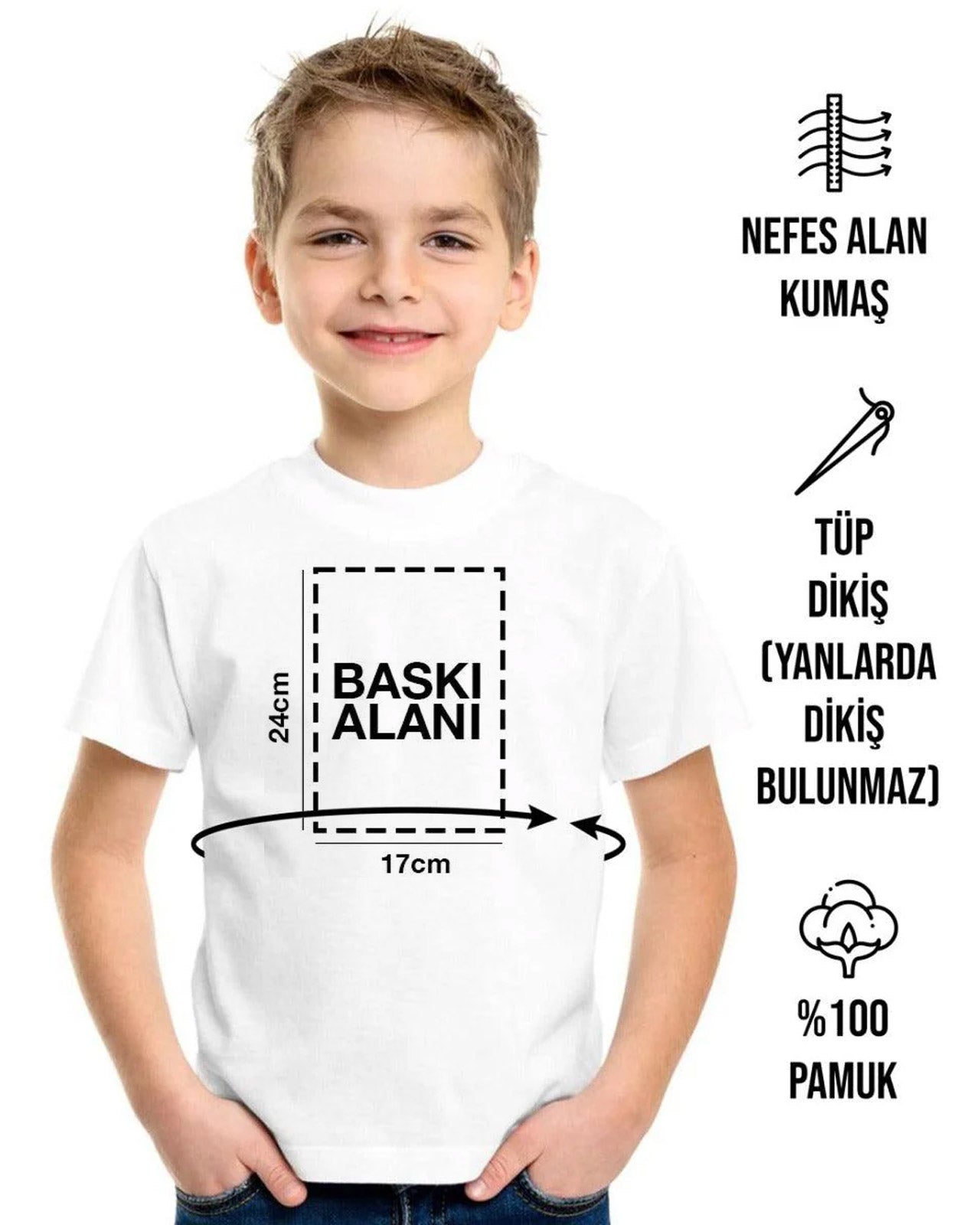 Baskılı Promosyon Çocuk Tişörtü - Beyaz - Siyah - Kırmızı- 1000 Adet- Tek Renk Baskı