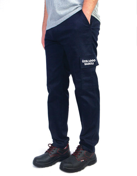 Baskılı İş Pantolonu Kargo Cepli - Lacivert (Özelleştirilebilir)