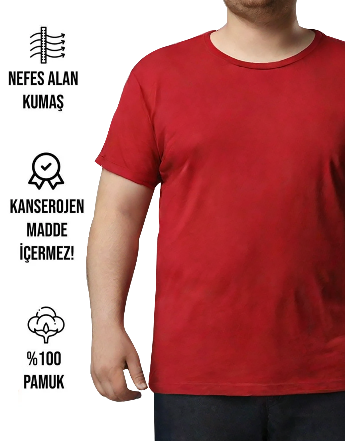 Büyük Beden Tişört - Kırmızı