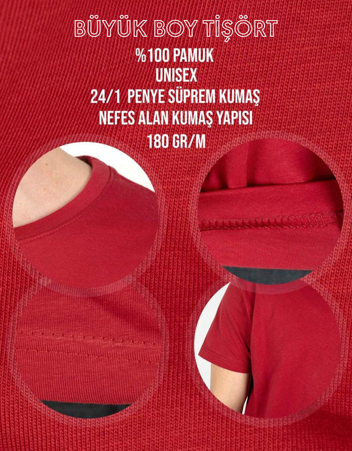 Büyük Beden Tişört - Kırmızı