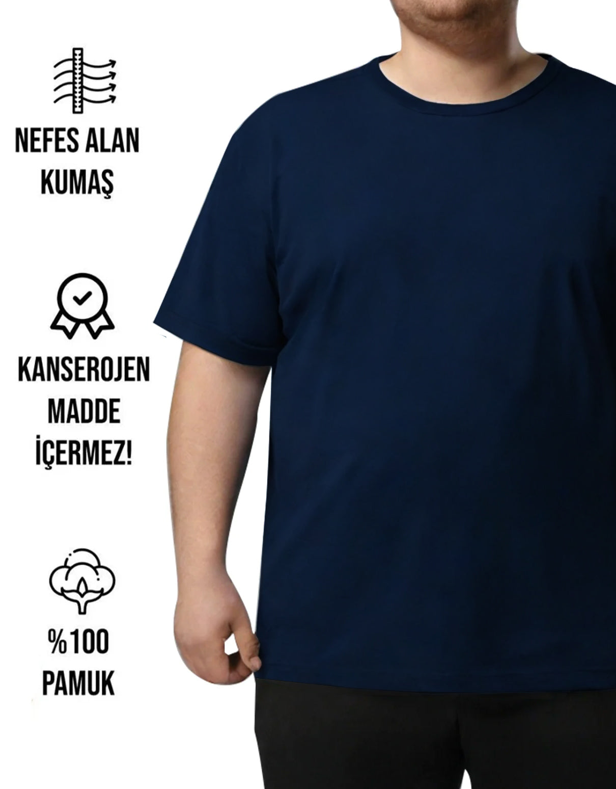 Büyük Beden Tişört -  Lacivert (Özelleştirilebilir)