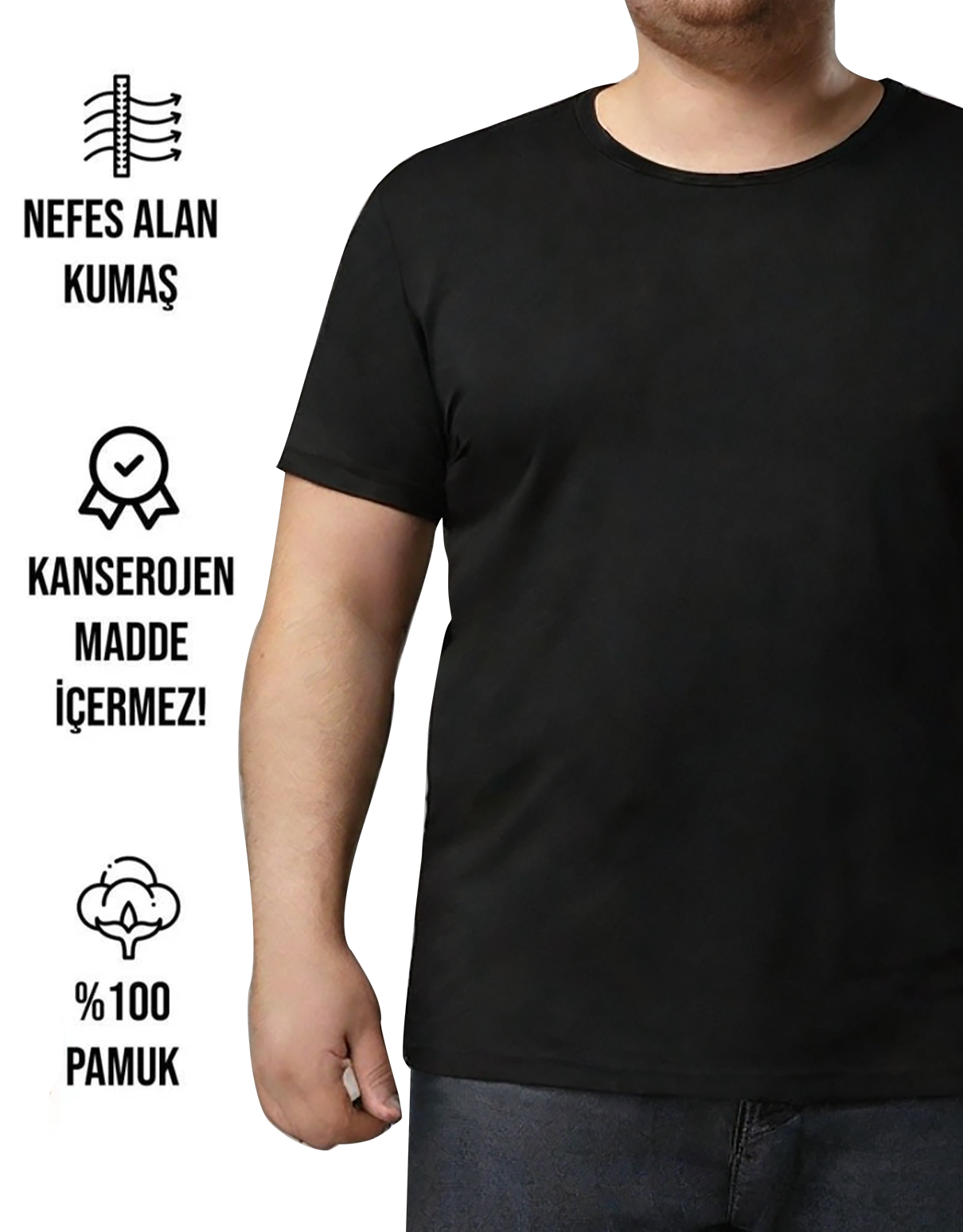 Büyük Beden T-shirt - Siyah