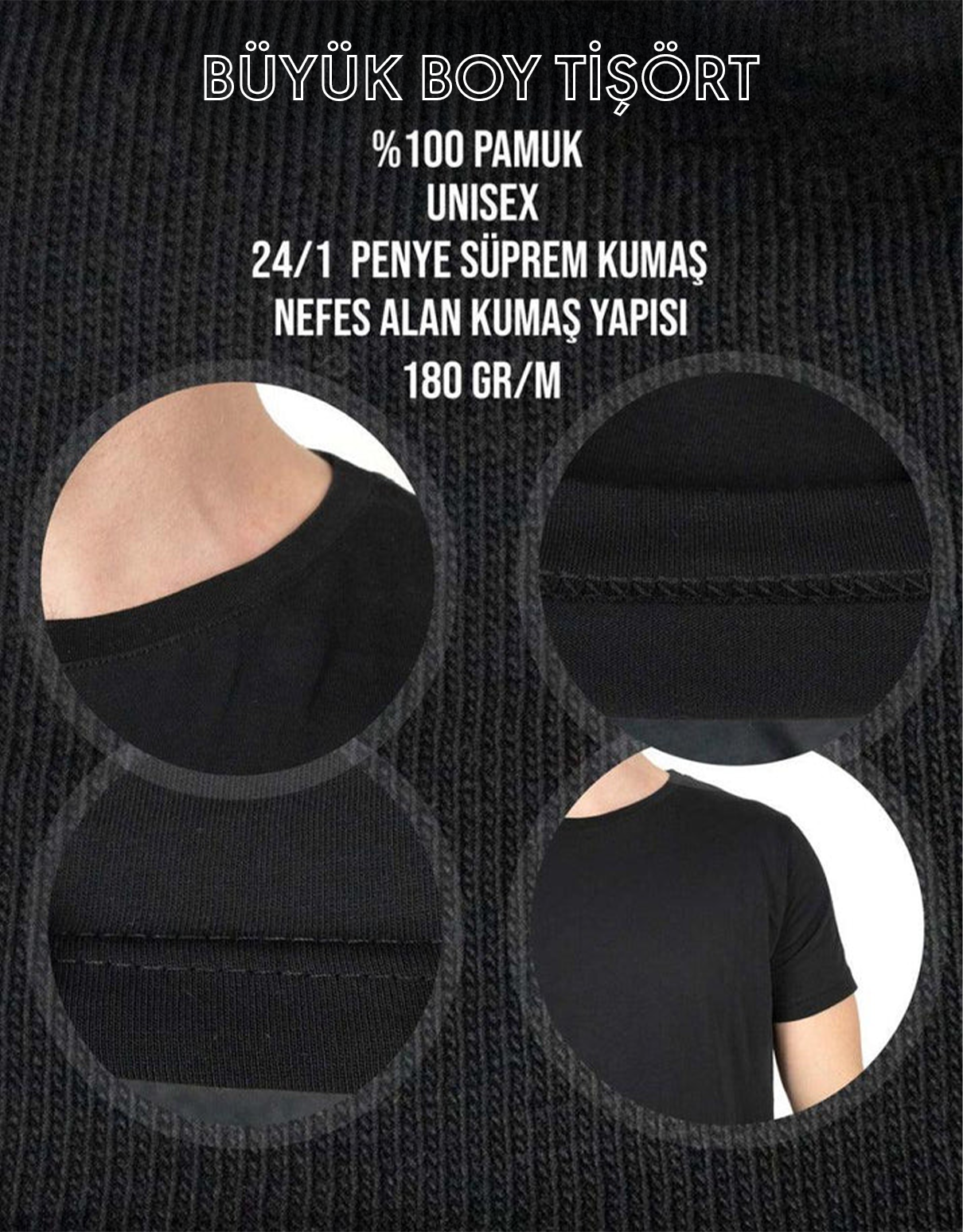 Büyük Beden T-shirt - Siyah