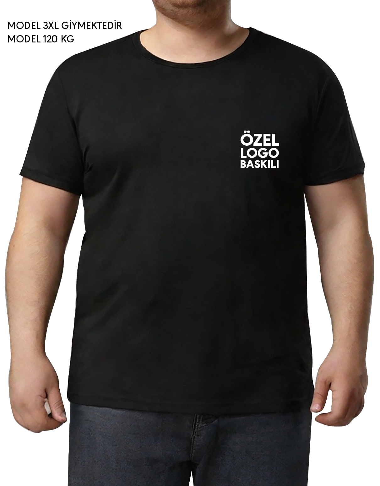 Büyük Beden T-shirt - Siyah (Özelleştirilebilir)