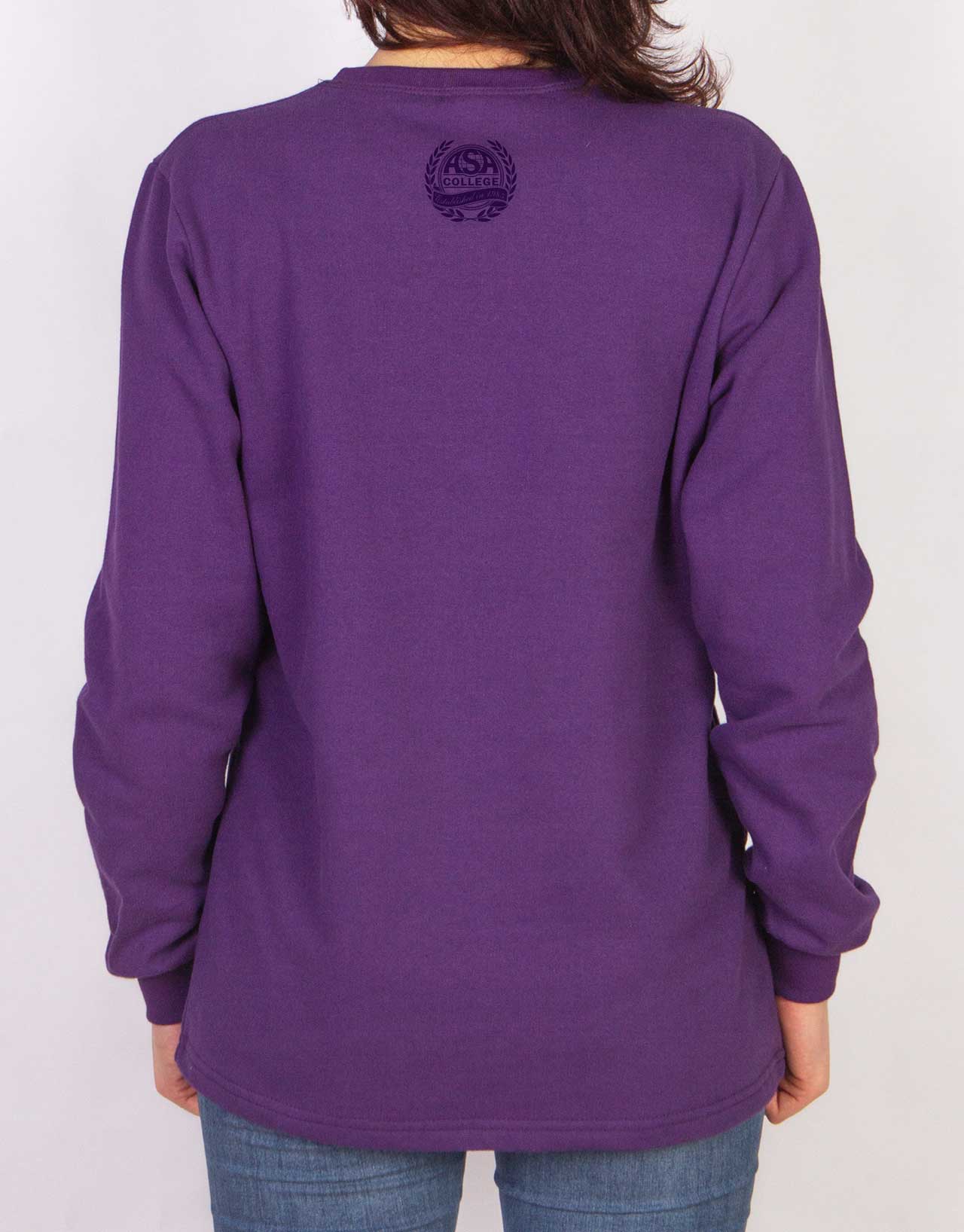 Bisiklet Yaka Sweatshirt 2 İplik Mor - ASA College - istetisort.com