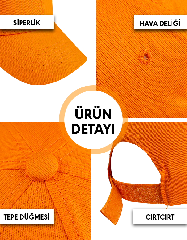 Premium Gabardin Şapka - Turuncu