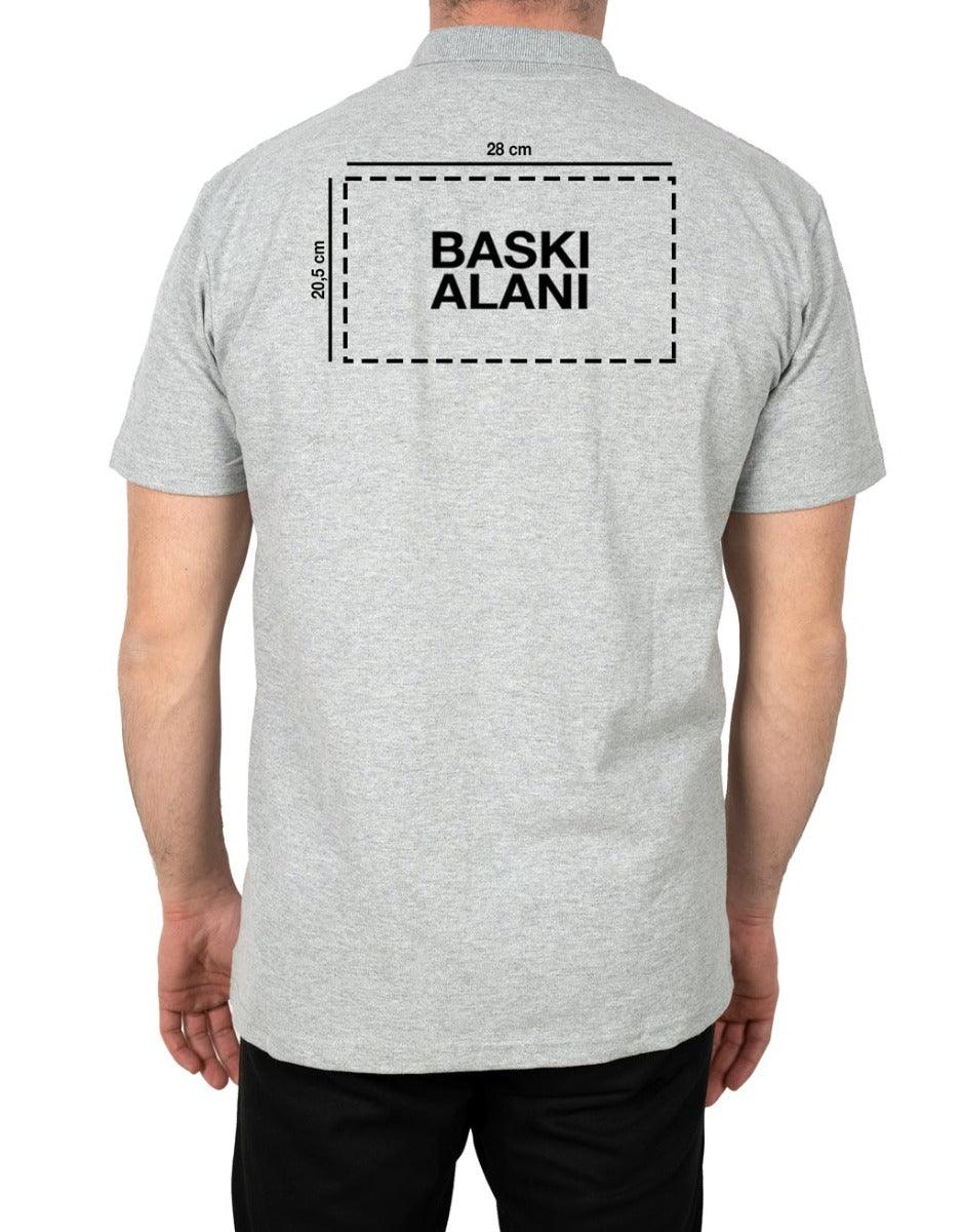 Polo Yaka Gri Tişört - Baskılı - istetisort.com