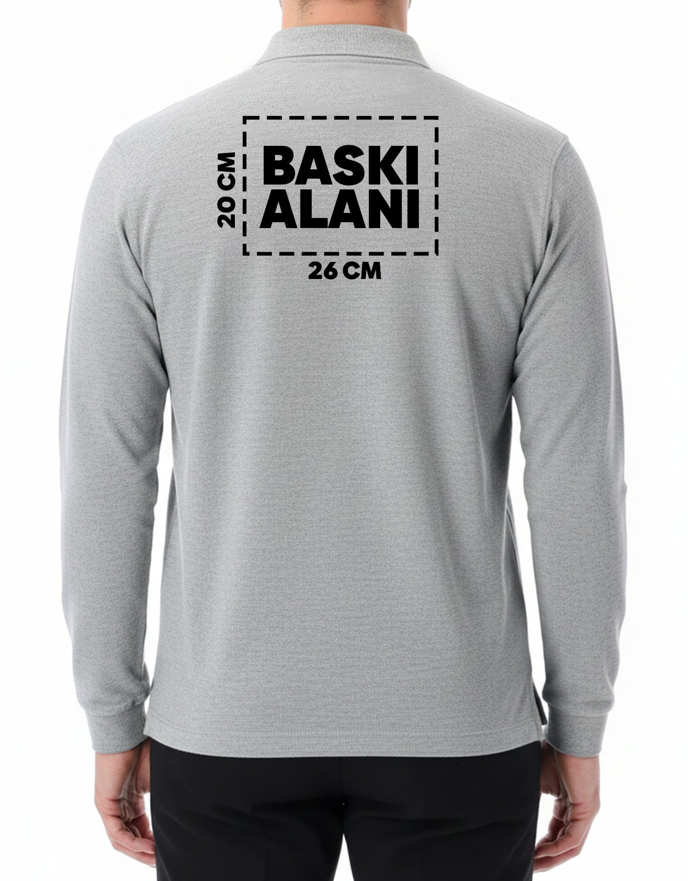 Compak pike kumaş gri logo baskılı polo yaka tişört