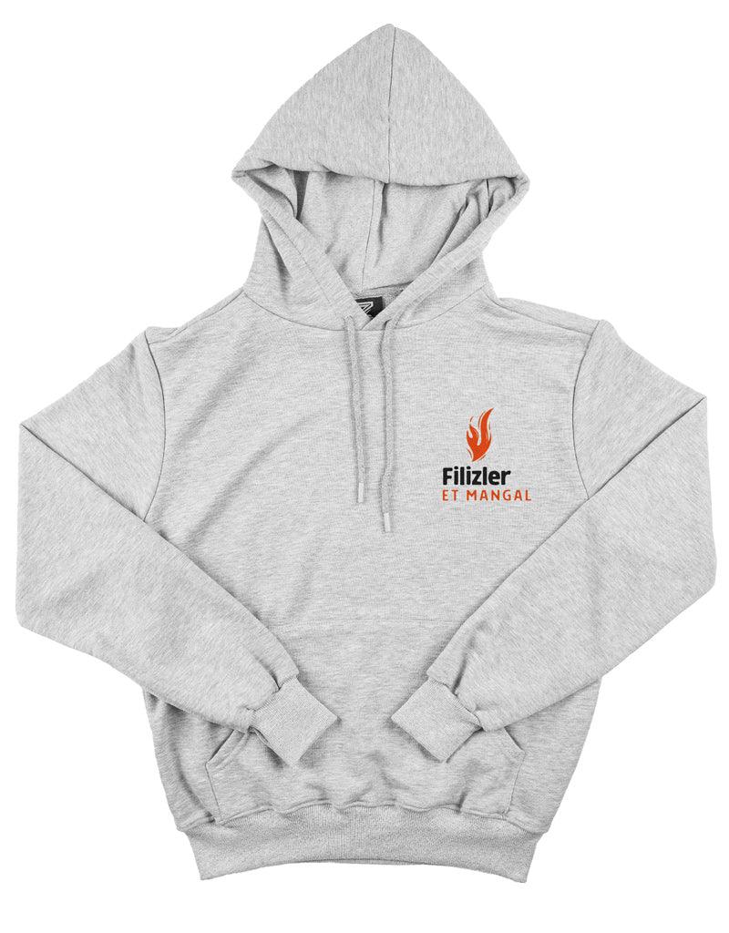 Baskılı Kapüşonlu Sweatshirt Gri- 3 İplik Şardonsuz - istetisort.com