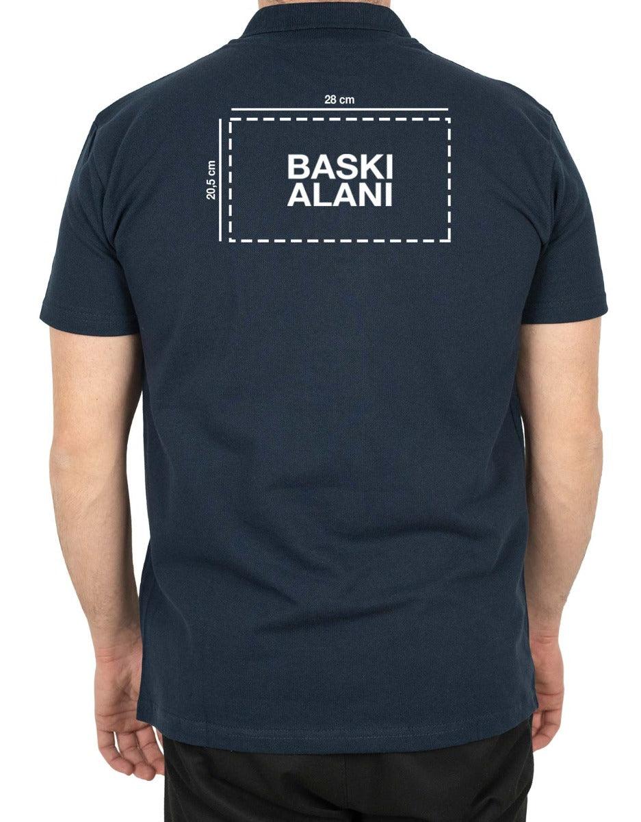 Polo Yaka Lacivert Tişört - Baskılı - istetisort.com