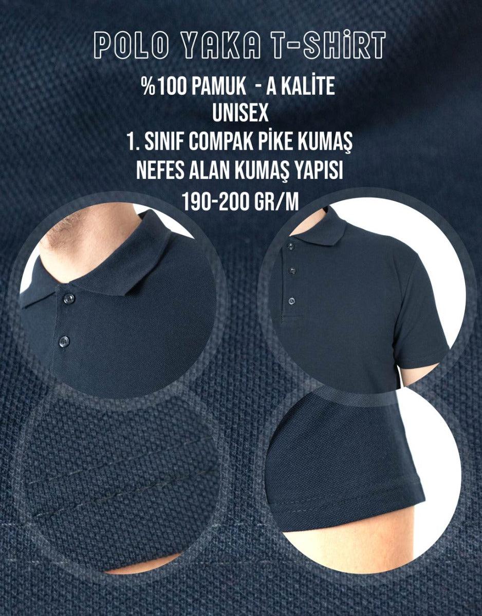 Polo Yaka Lacivert Tişört - Baskılı - istetisort.com