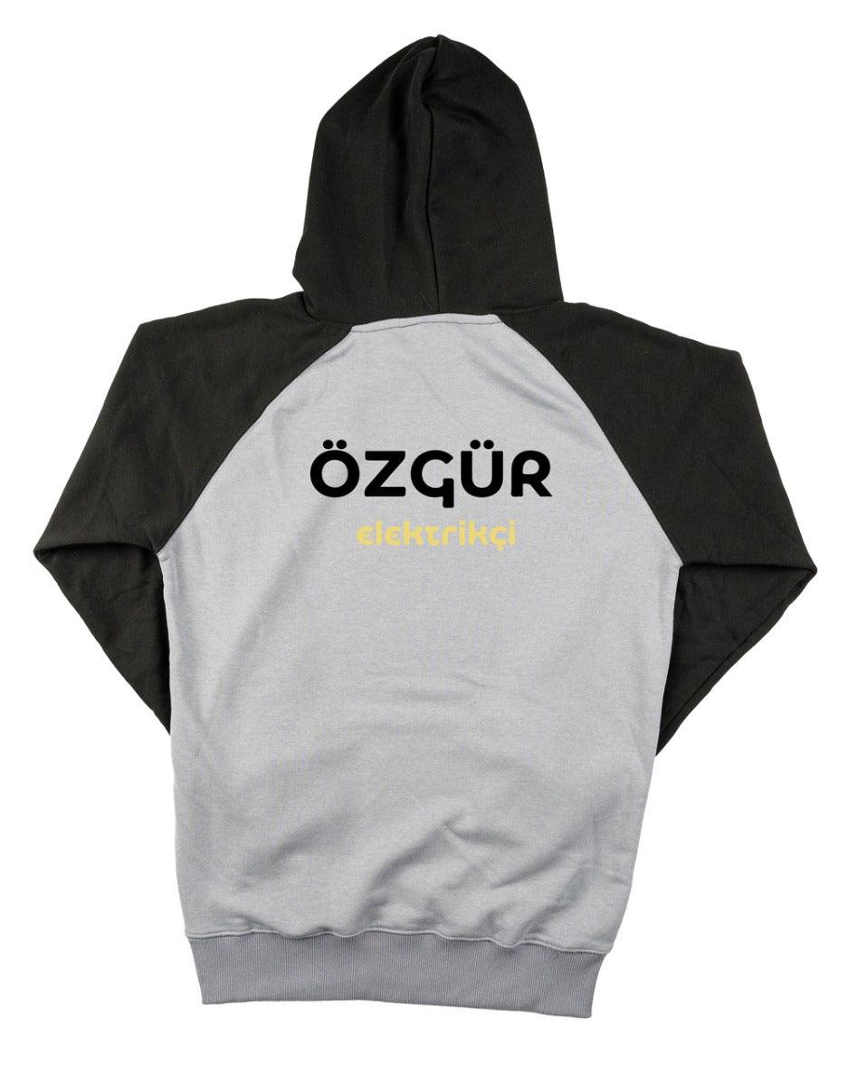 Baskılı Reglan Gövde Kapüşonlu Sweatshirt Gri - 3 İplik Şardonsuz - istetisort.com