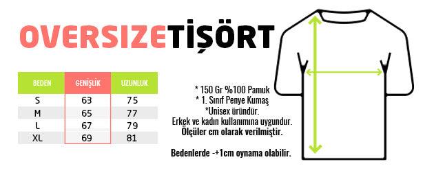 Oversize Bisiklet Yaka Baskılı Tişört Siyah - istetisort.com