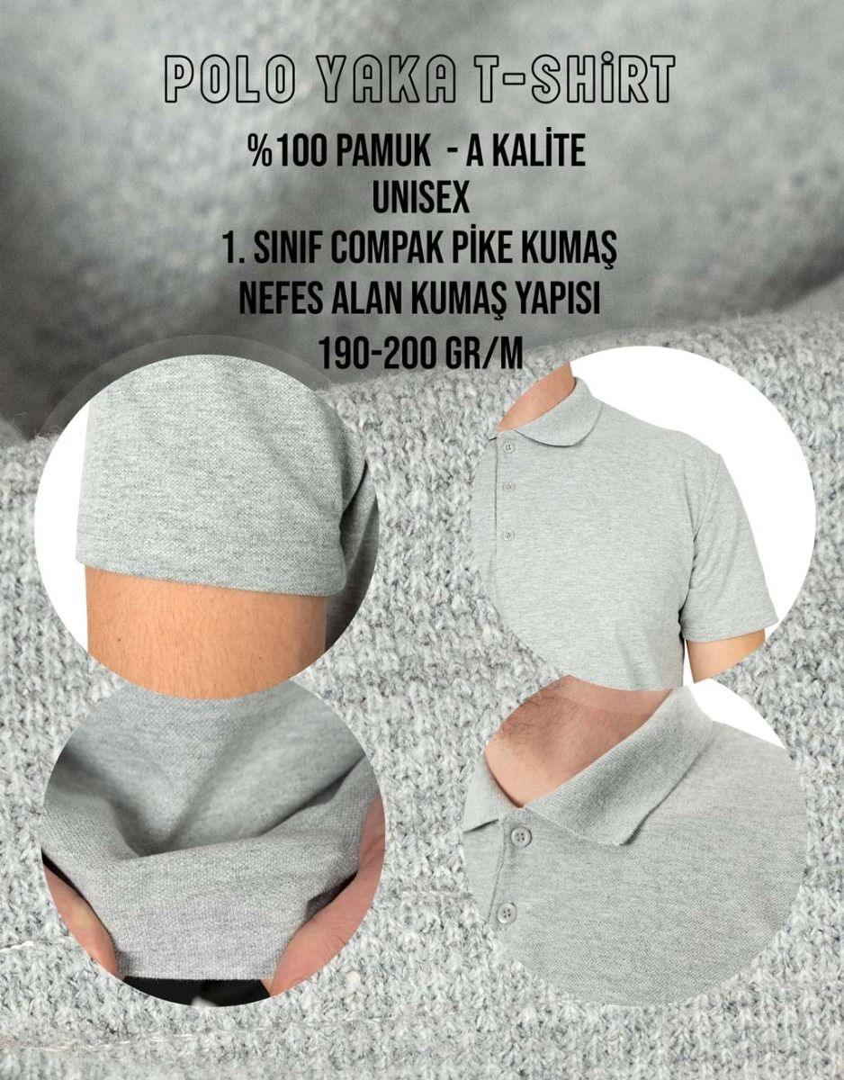 Polo Yaka Gri Tişört - Baskılı - istetisort.com