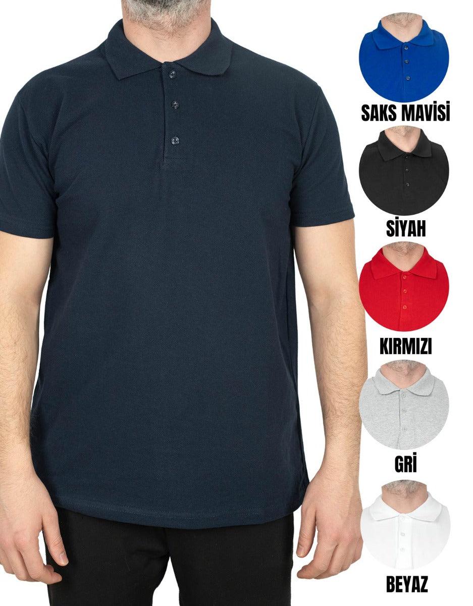 Polo Yaka Lacivert Tişört - Baskılı - istetisort.com