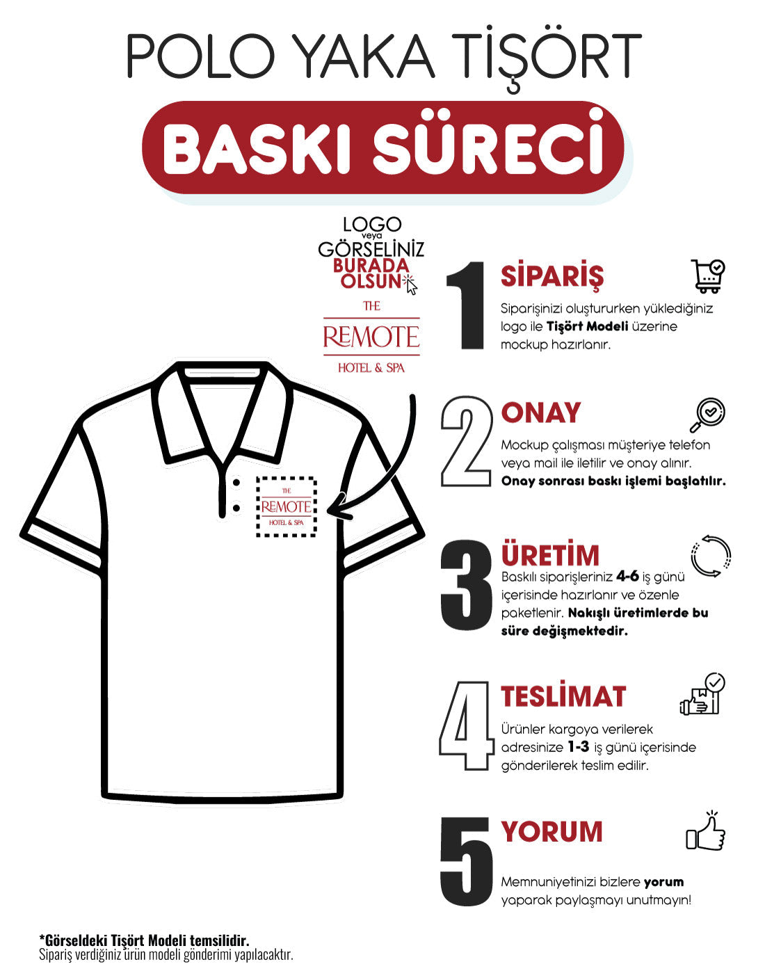 Baskılı Premium Polo Yaka Tişört Siyah