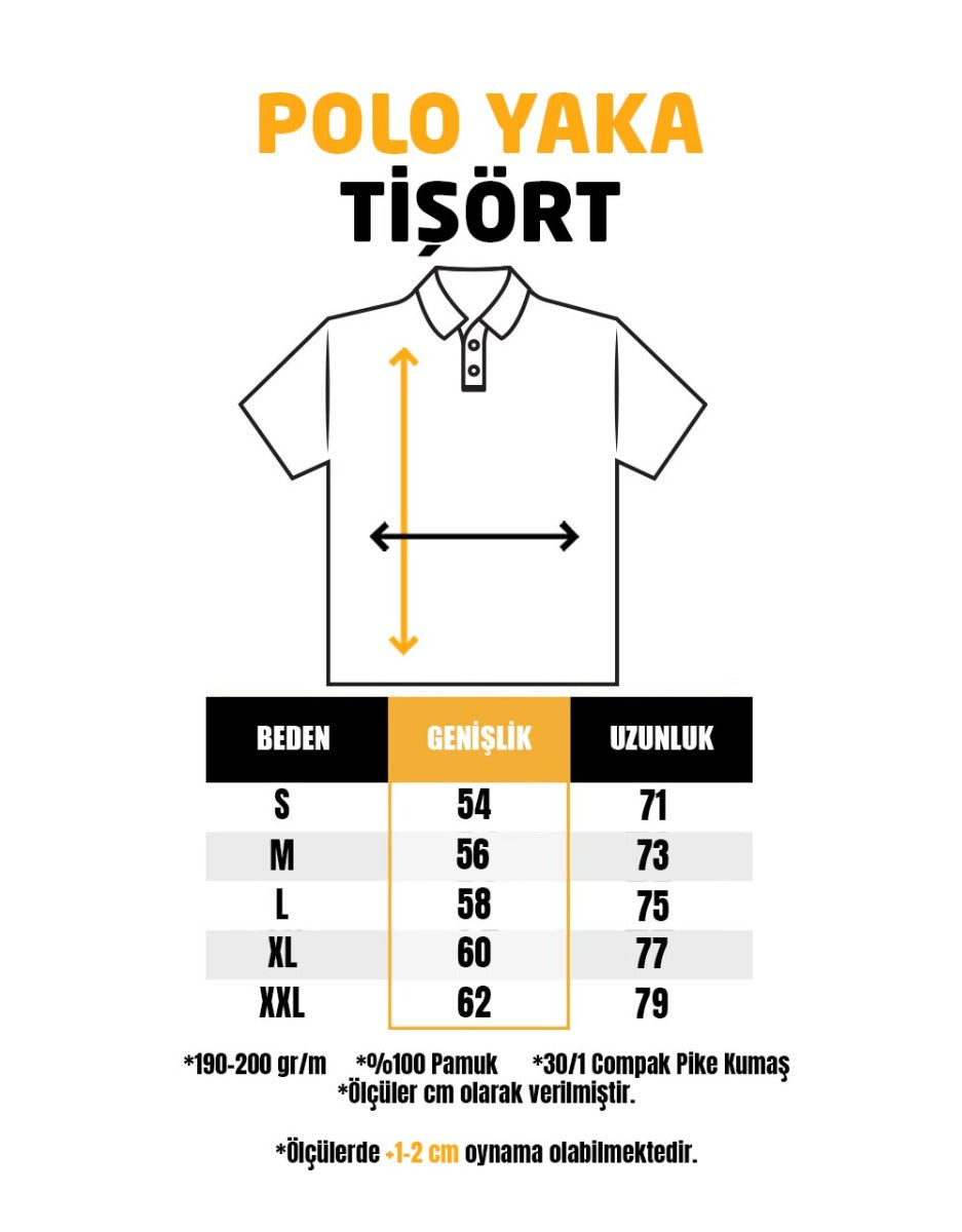 Baskılı Premium Polo Yaka Tişört Beyaz