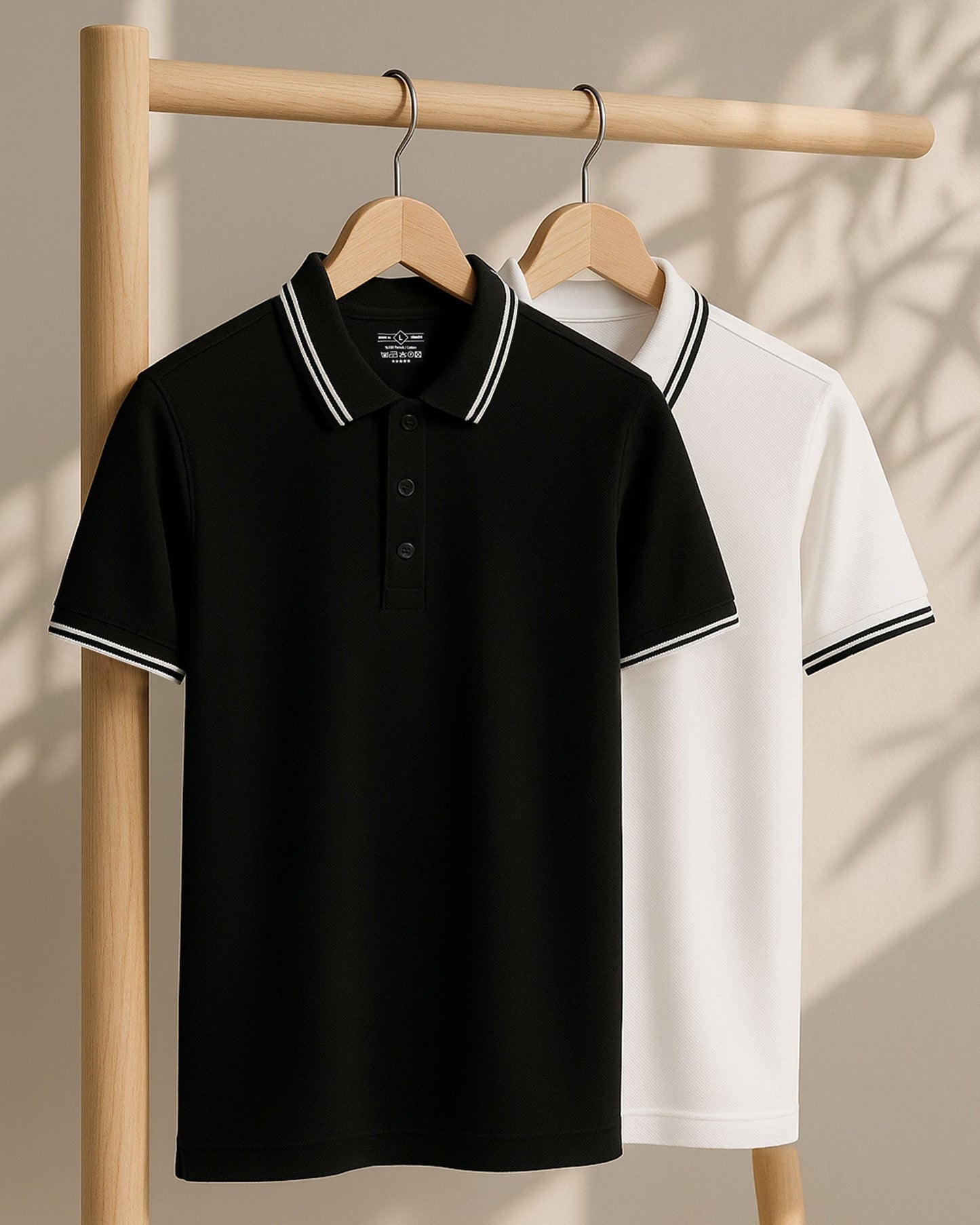 Baskılı Premium Polo Yaka Tişört Beyaz