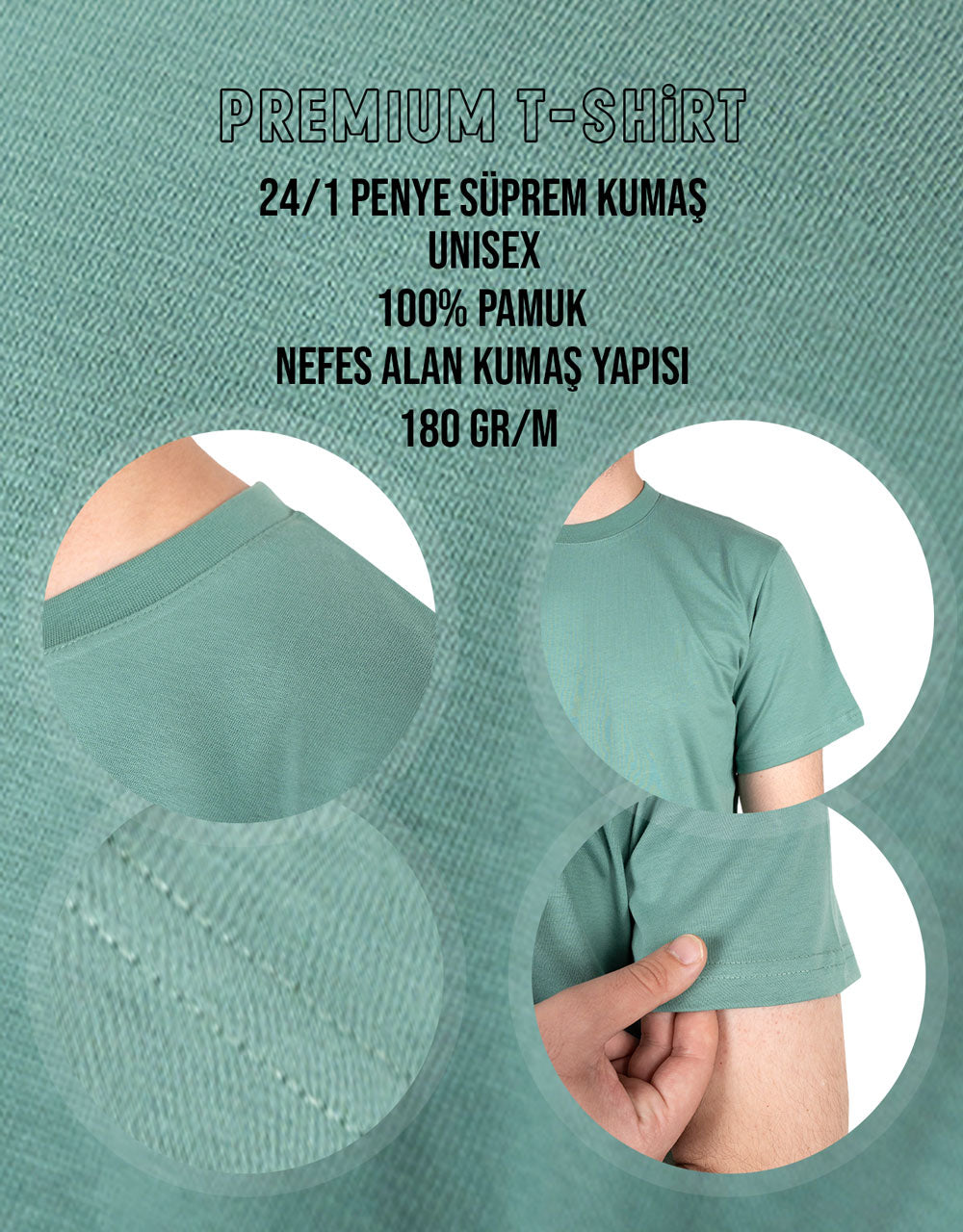 Premium Tişört Mint Yeşili (Özelleştirilebilir)