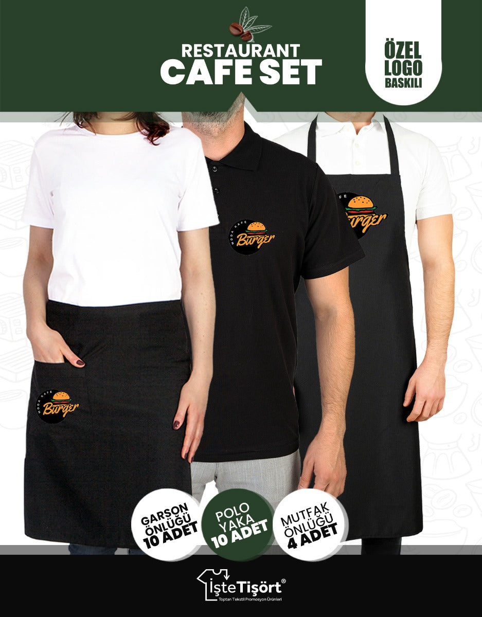 Logo Baskılı Kafe - Restoran Personel Seti - istetisort.com