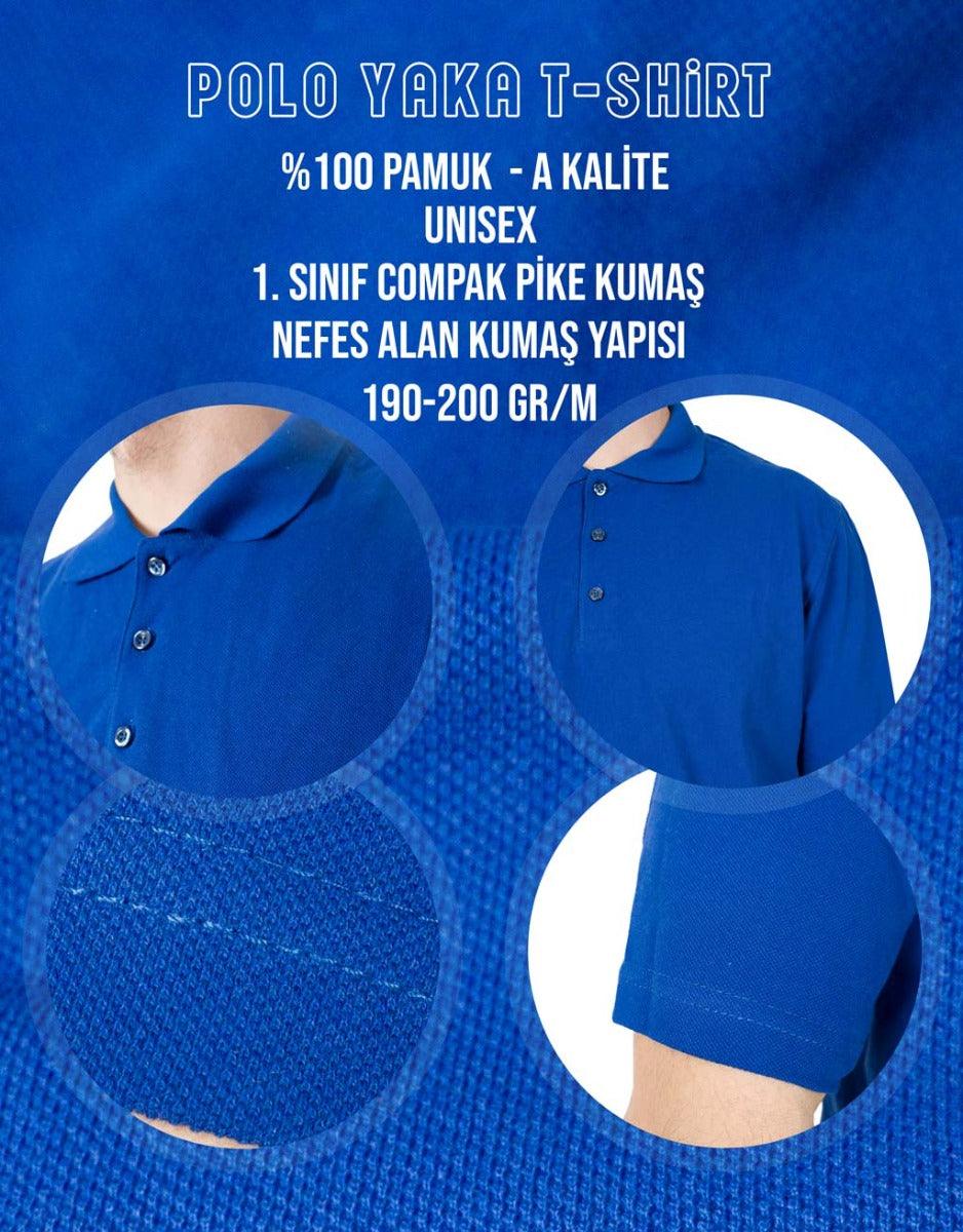 Polo Yaka Mavi Tişört - Dijital Baskılı - istetisort.com