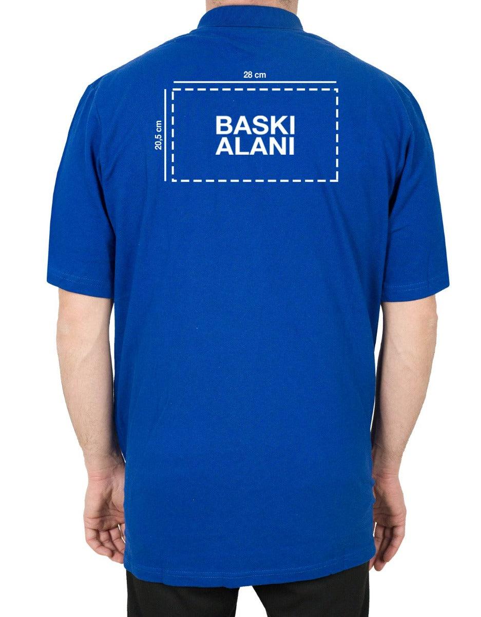 Polo Yaka Mavi Tişört - Dijital Baskılı - istetisort.com