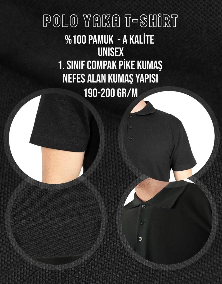 Polo Yaka Siyah Tişört - Dijital Baskılı - istetisort.com