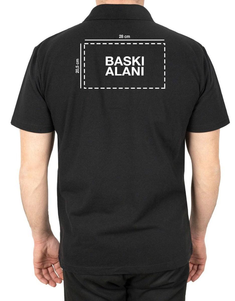 Polo Yaka Siyah Tişört - Dijital Baskılı - istetisort.com