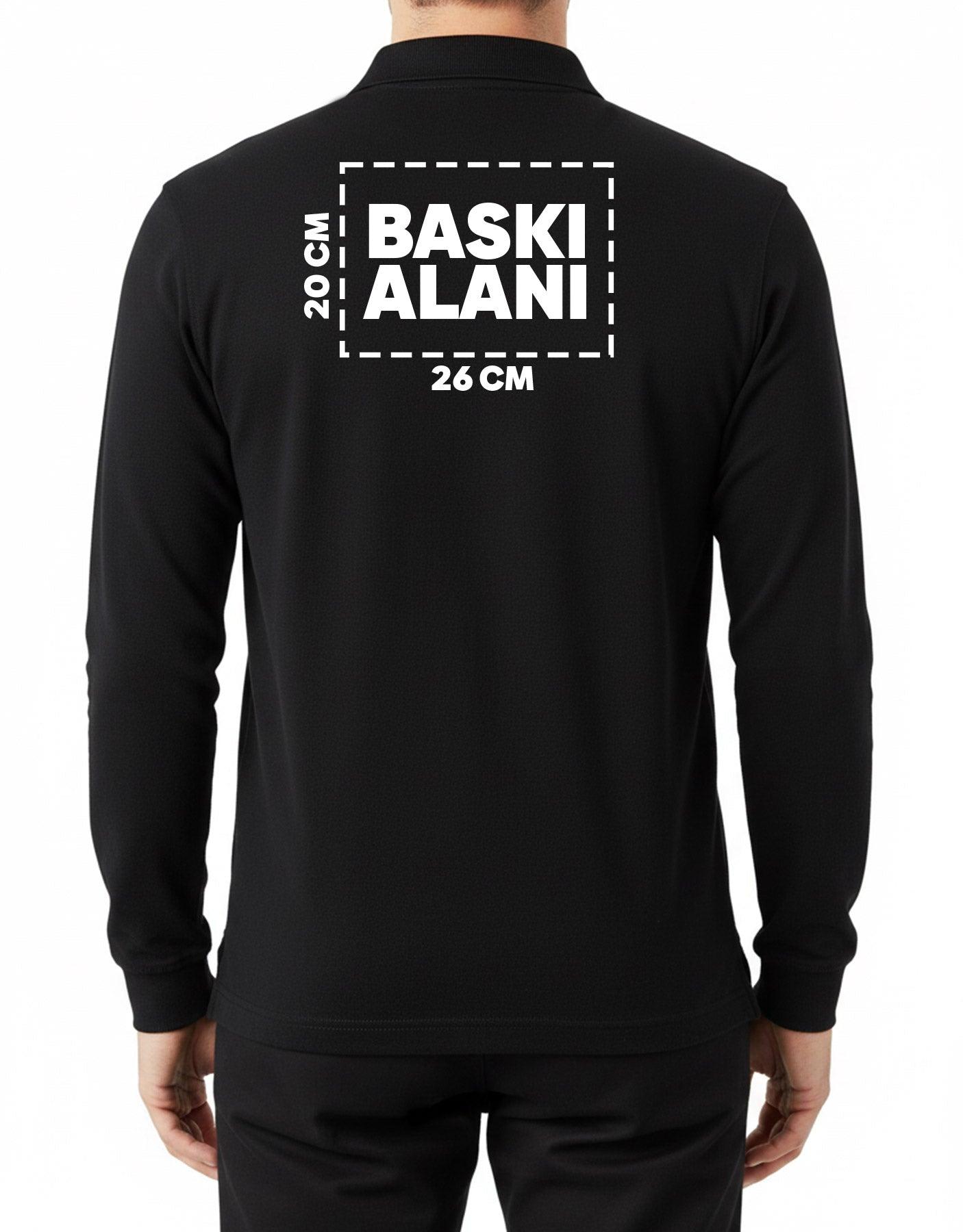 Compak pike kumaş siyah logo baskılı polo yaka tişört