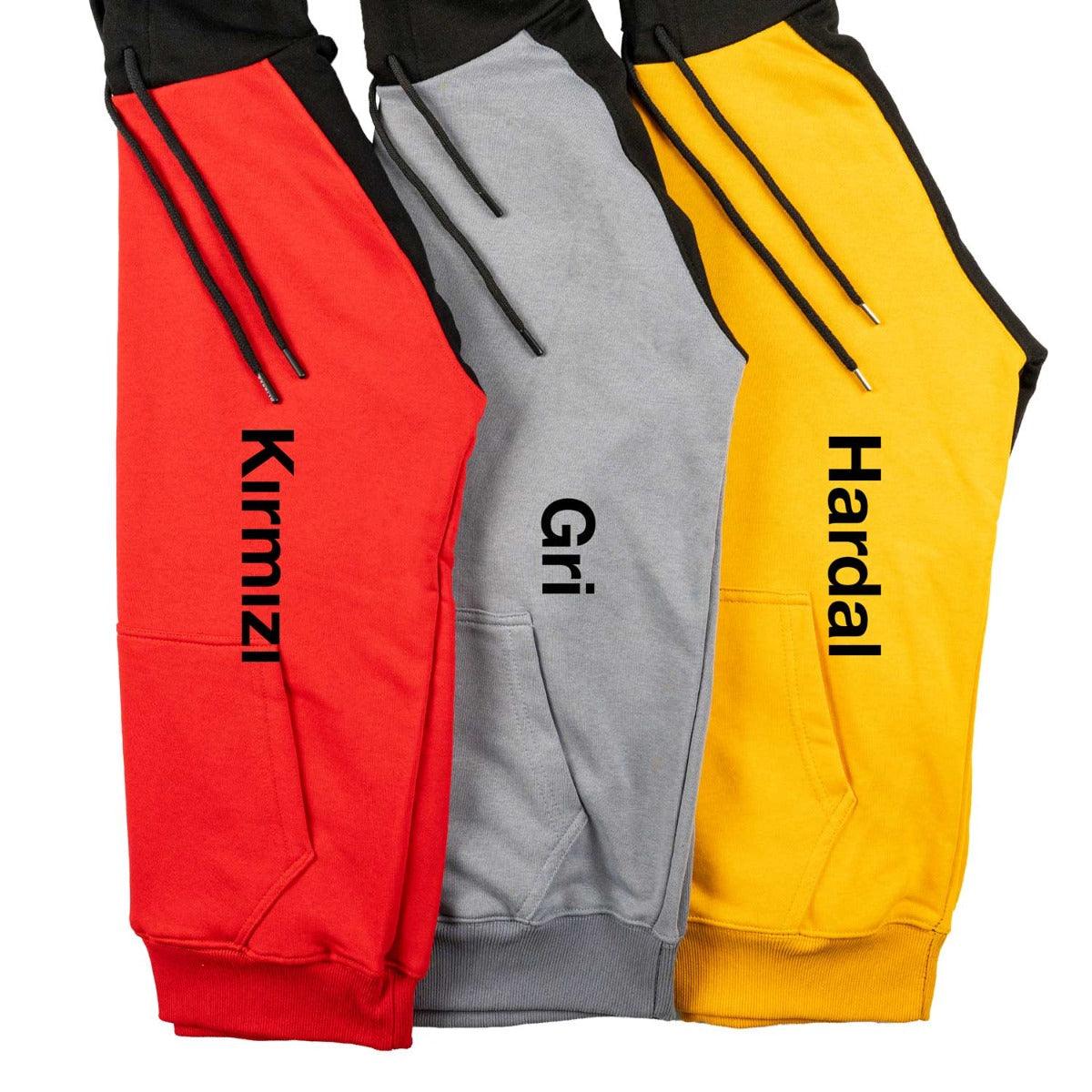 Baskılı Reglan Gövde Kapüşonlu Sweatshirt Kırmızı - 3 İplik Şardonsuz - istetisort.com