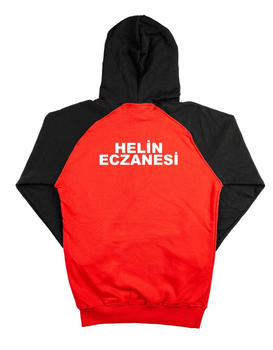 Baskılı Reglan Gövde Kapüşonlu Sweatshirt Kırmızı - 3 İplik Şardonsuz - istetisort.com