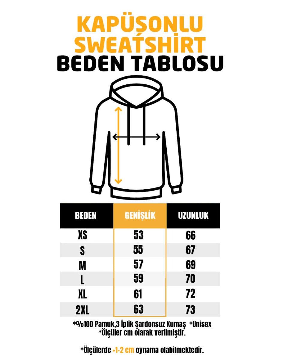 Baskılı Reglan Gövde Kapüşonlu Sweatshirt Hardal - 3 İplik Şardonsuz - istetisort.com