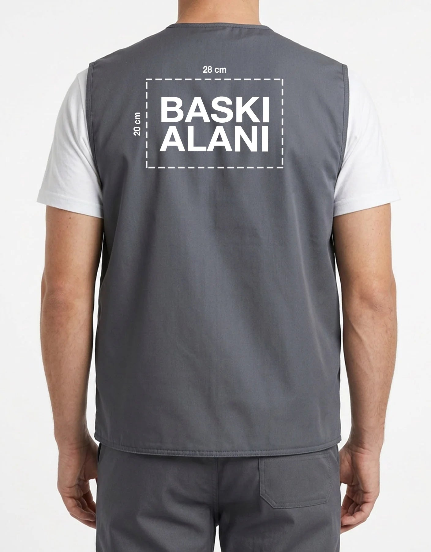 Bondit Kumaş Gri Yelek | Logo Baskılı İş Yeleği