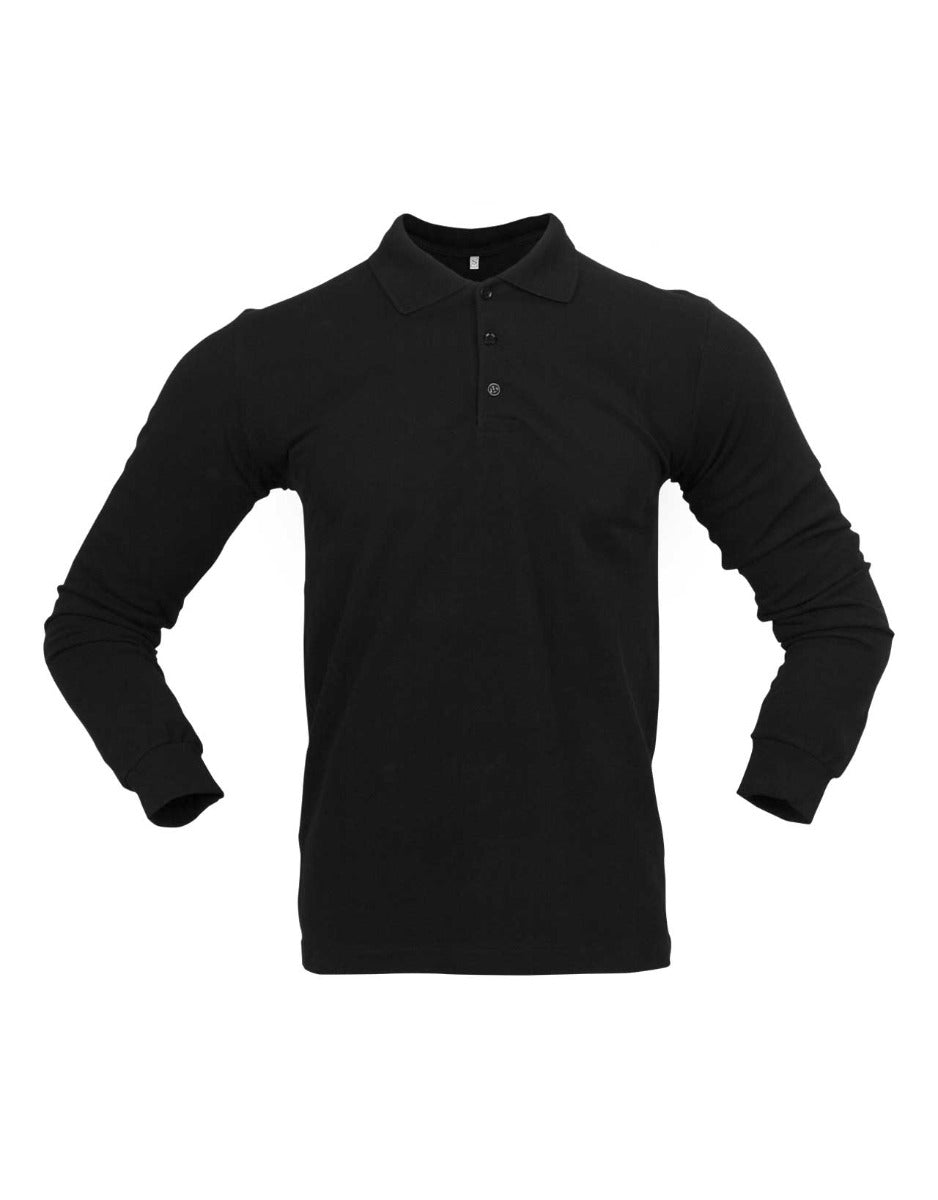 Uzun Kollu Sweatshirt - Polo Yaka Siyah - istetisort.com