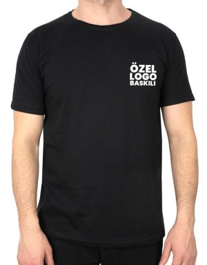 Zarif ve etkileyici: Logo baskılı 1. Kalite Basic Siyah Renk kısa kollu tişört